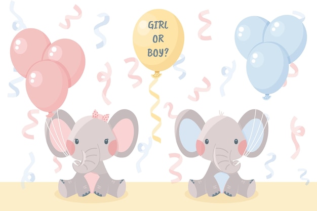 Free vector cute flat design gender reveal illustration