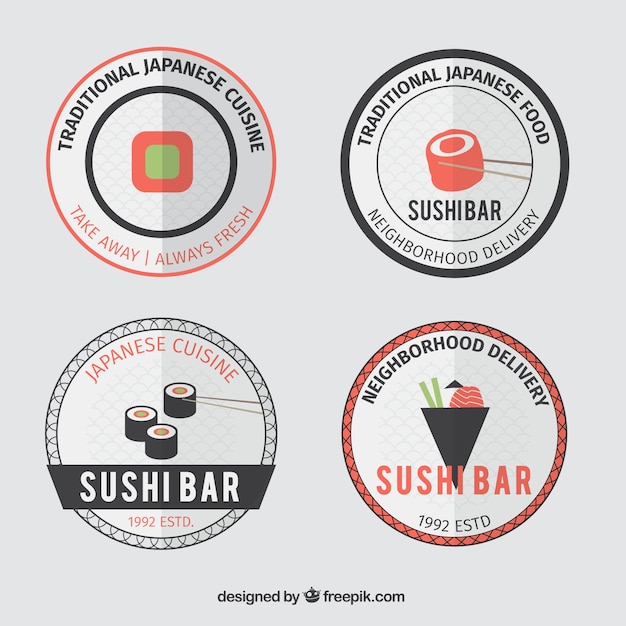 Free vector cute flat japan stickers