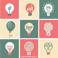 Free vector cute and flat lightbulbs icons