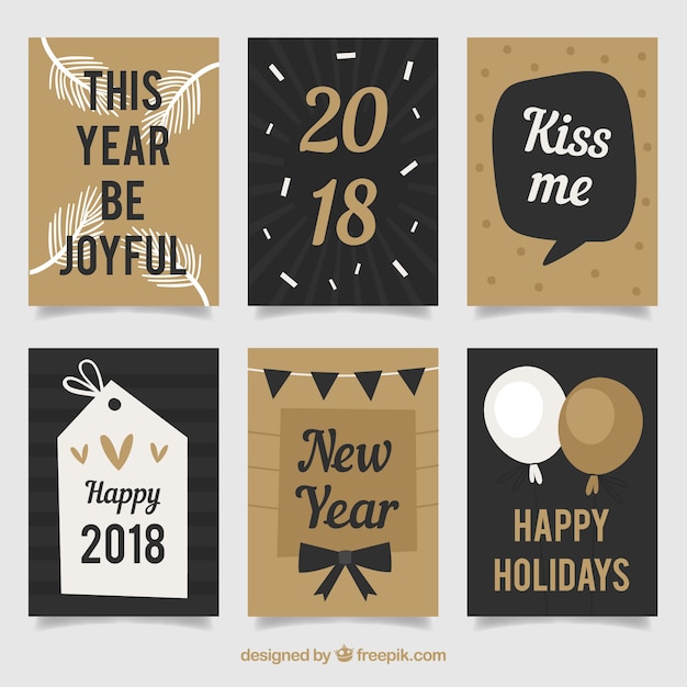 귀엽고 평평한 새해 2018 카드