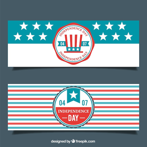 Free vector cute flat usa independence day banners