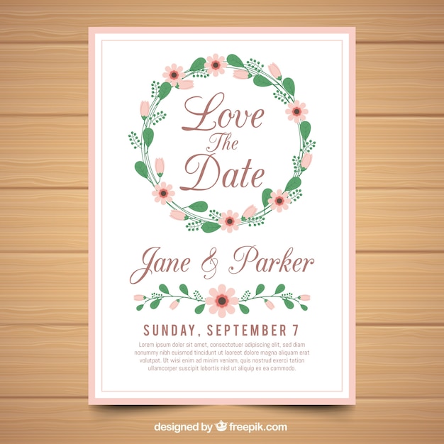 Cute flat wedding invitation