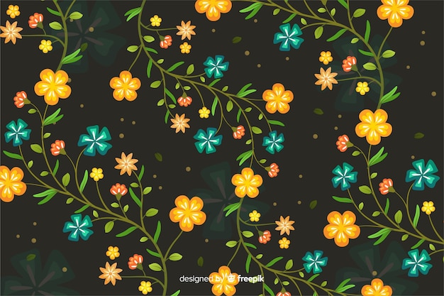 Cute floral background in flat design