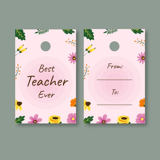 Cute floral best teacher ever gift tag template