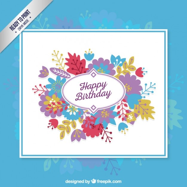 Free vector cute floral birthday card