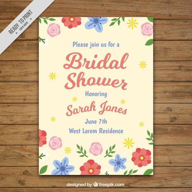 Cute floral bridal shower invitation template