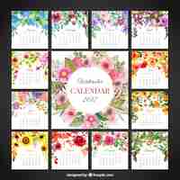 Free vector cute floral calendar of 2017