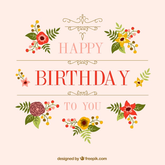 Free vector cute floral card for birthday