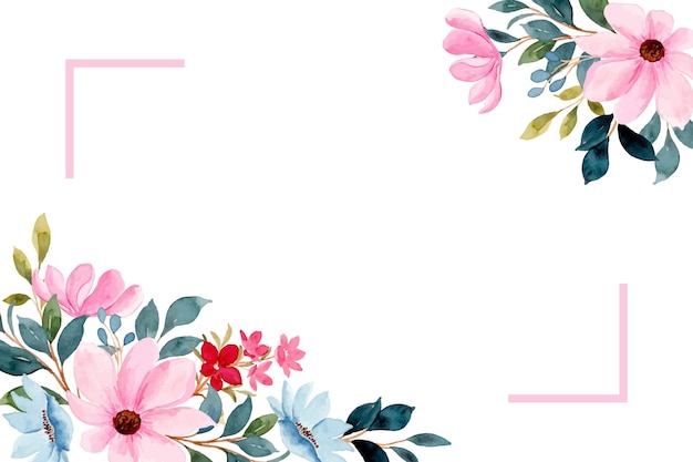 Free vector cute floral frame with watercolor