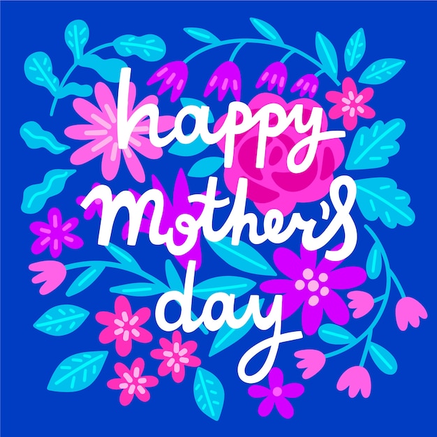 Free vector cute floral mother's day lettering