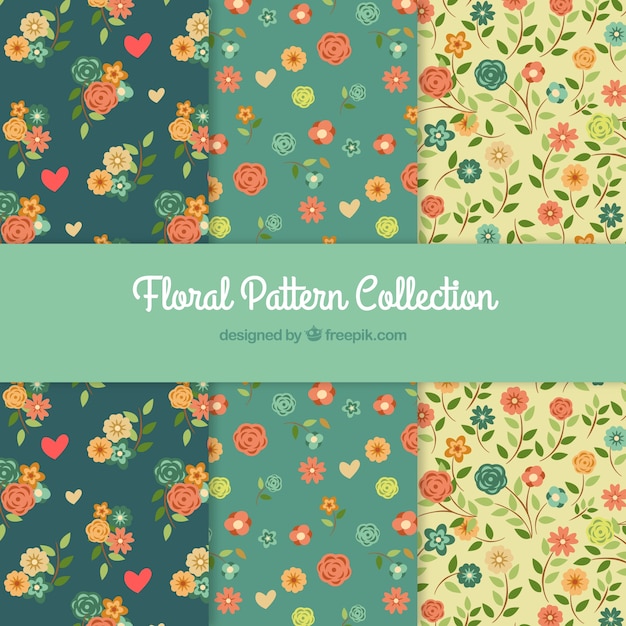 Cute floral pattern set