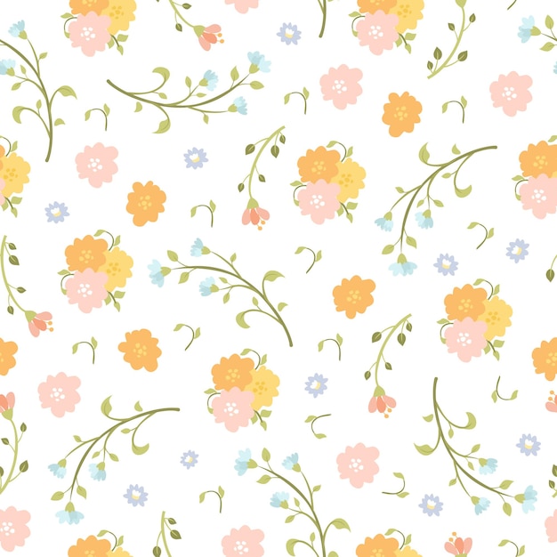 Free vector cute floral seamless pattern