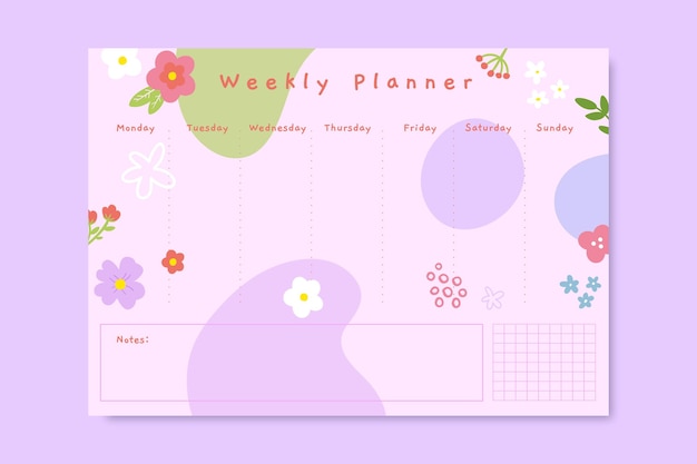 Free vector cute floral spring planner