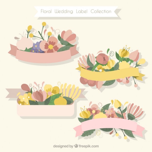 Free vector cute floral stickers for wedding