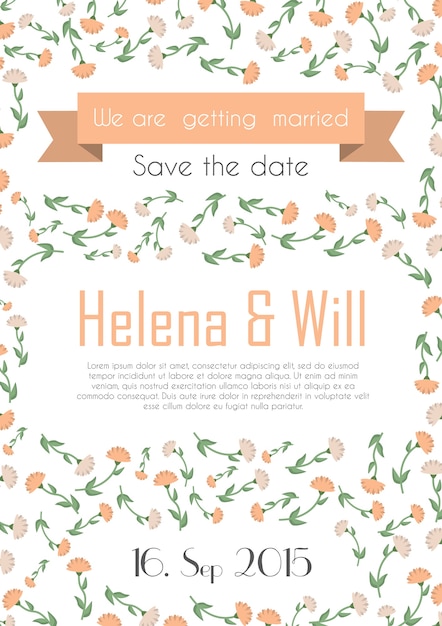 Cute floral wedding invitation