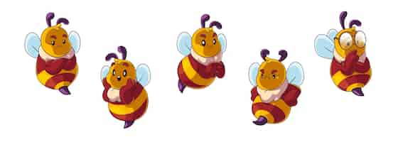 Free vector cute flying baby bee mascot