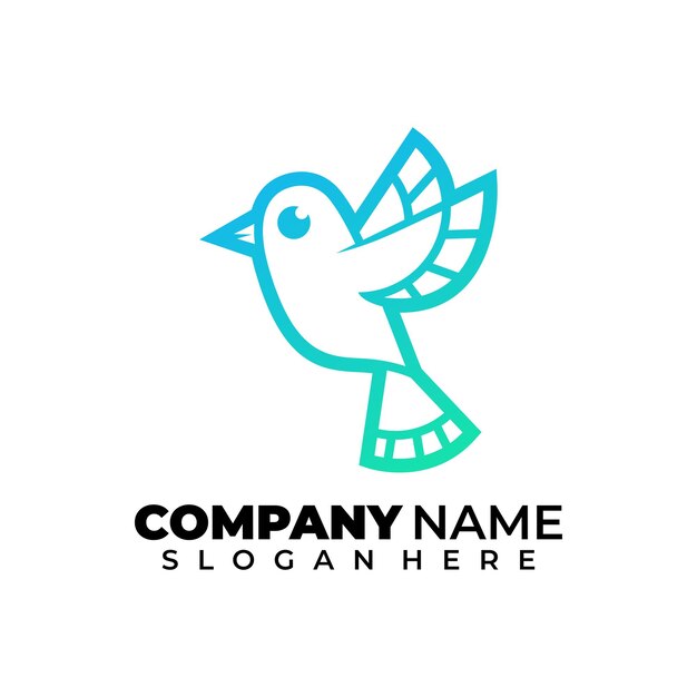 cute flying bird modern lineart or outline logo