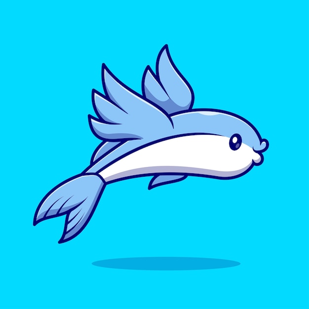 Free vector cute flying fish swimming cartoon vector icon illustration animal nature icon concept isolated flat