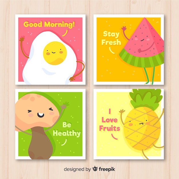 Cute food card set