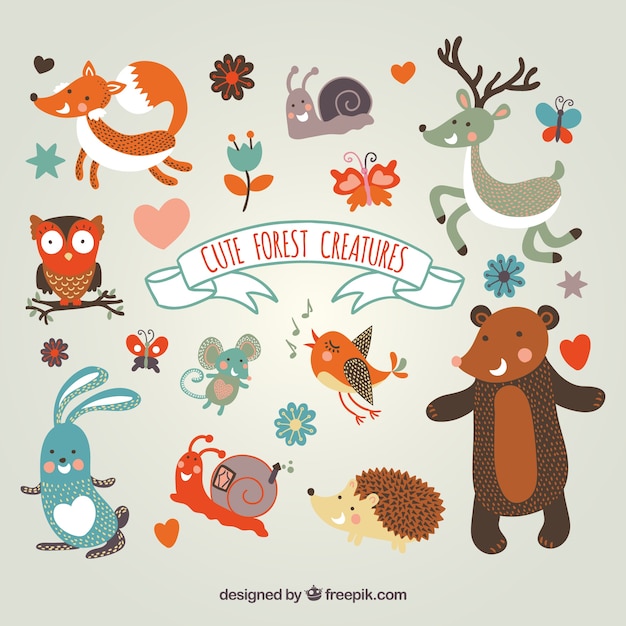 Free vector cute forest creatures