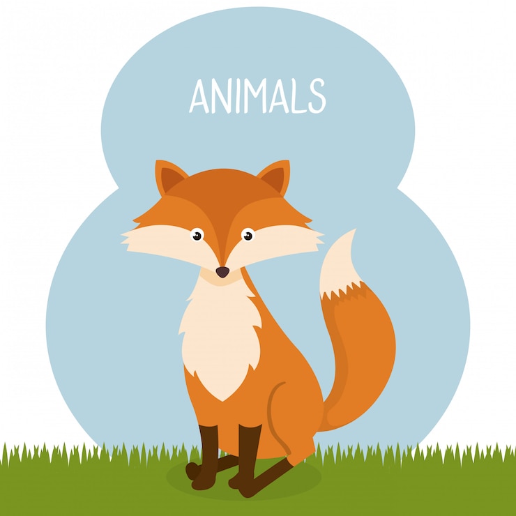 Free Vector cute fox in the field landscape character