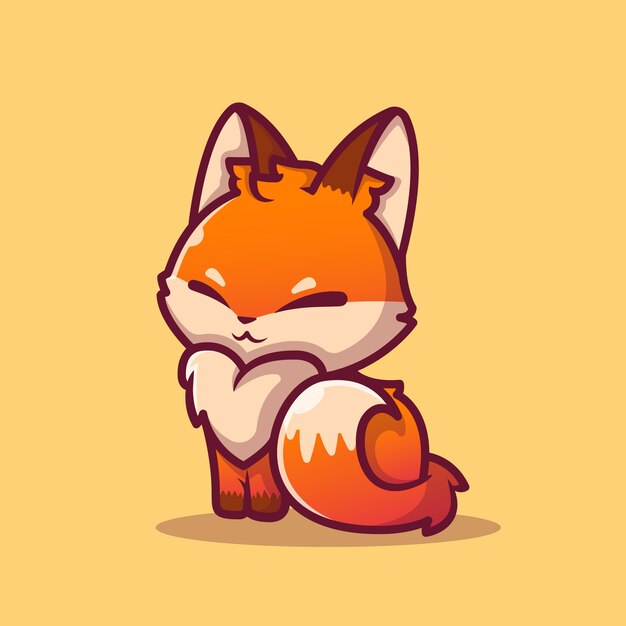 Premium Vector Cute Fox Sitting Cartoon Icon Illustration Animal Icon Concept Isolated Premium Flat Cartoon Style