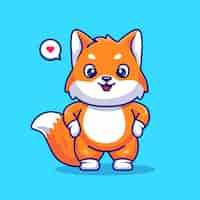 Free vector cute fox standing cartoon vector icon illustration. animal nature icon concept isolated premium flat