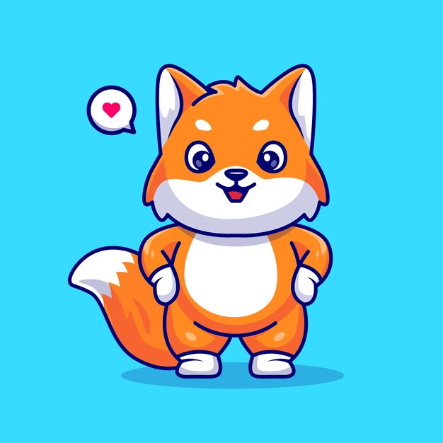 Cute Fox Standing Cartoon Vector Icon Illustration. Animal Nature Icon Concept Isolated Premium Flat