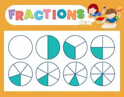Free vector a cute fraction worksheet