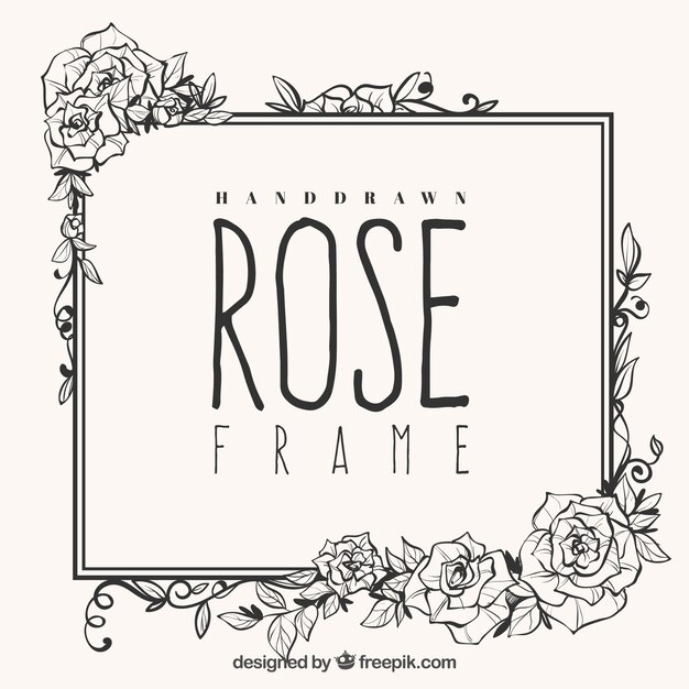 Cute frame of hand-drawn roses