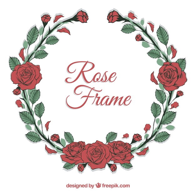 Free vector cute frame of red roses
