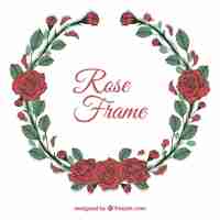 Vettore gratuito telaio di cute di rose rosse