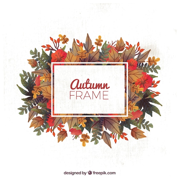 Vettore gratuito cute frame con foglie d'autunno