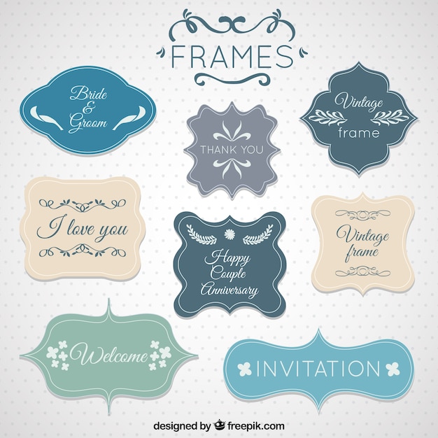 Free vector cute frames in vintage style