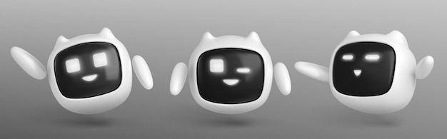 顔の感情が違う可愛い友好的なロボット