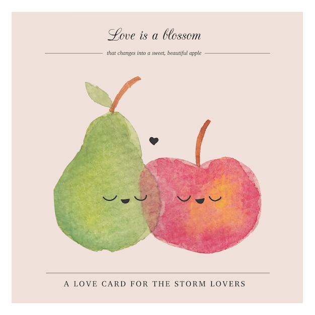 Free vector cute fruits card in watercolor style