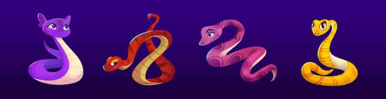 Free vector cute and funny cartoon snake character vector