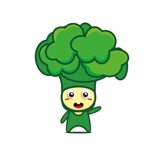Cute funny character broccoli vegetable vector cartoon kawaii character illustration design