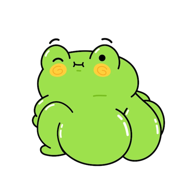大きな臀部を持つかわいい面白いカエル プレミアムベクター