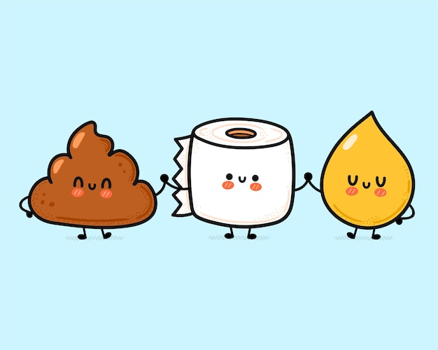 Premium Vector Cute smiling happy funny poop and toilet paper roll