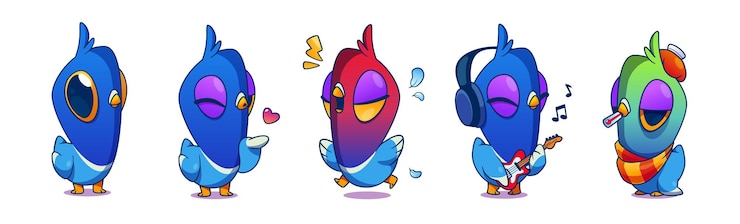 Free Vector cute funny pigeon cartoon character emoticon