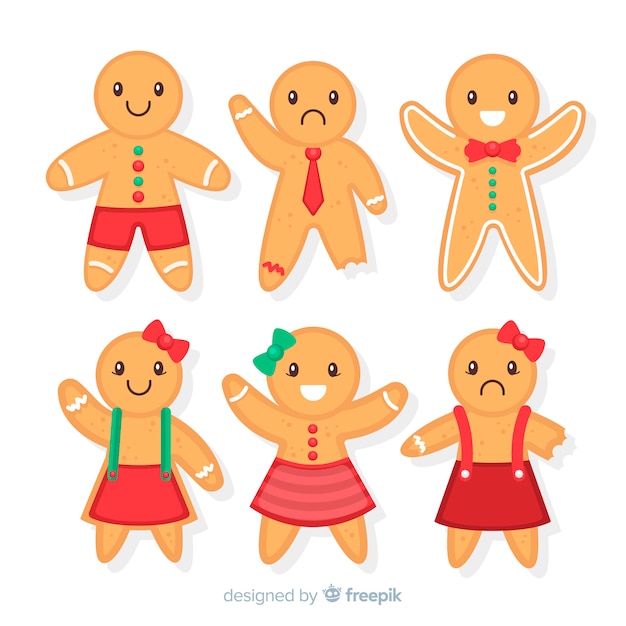 Free vector cute gingerbread cookies collection