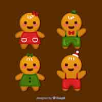 Free vector cute gingerbread cookies collection