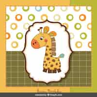 Vettore gratuito biglietto d'auguri cute giraffe