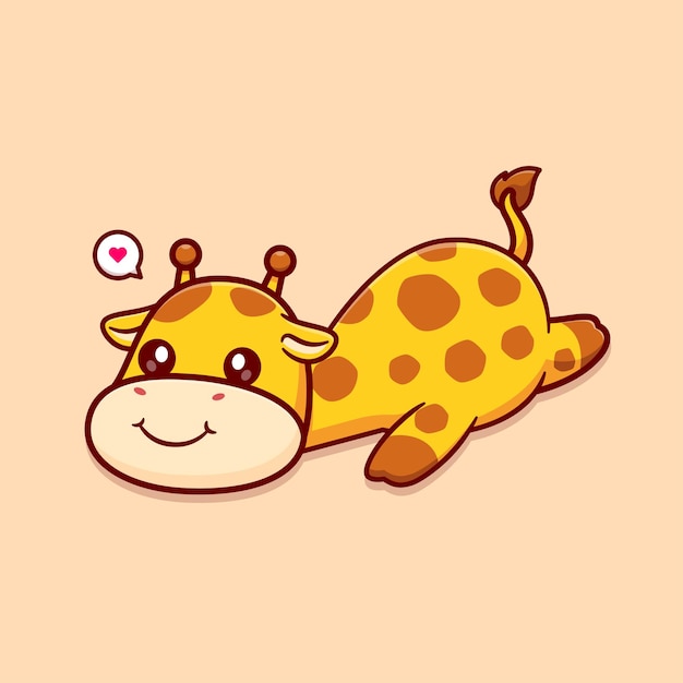 Free vector cute giraffe lay on floor cartoon vector icon illustration animal nature icon concept isolated flat