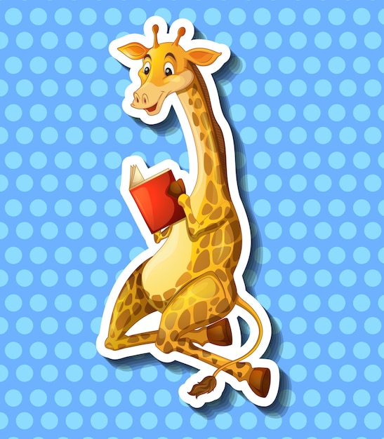 Cute giraffe reading book