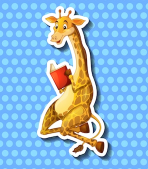 Cute giraffe reading book