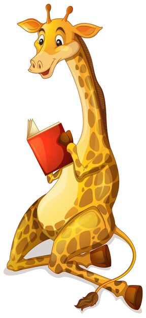 Cute giraffe reading book