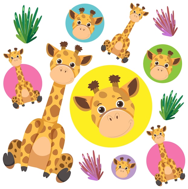 Free vector cute giraffe seamless pattern