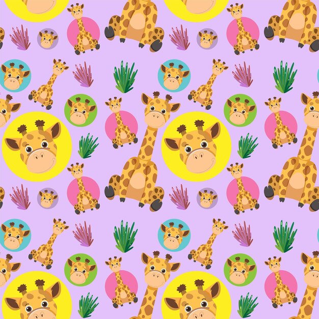 Cute giraffe seamless pattern